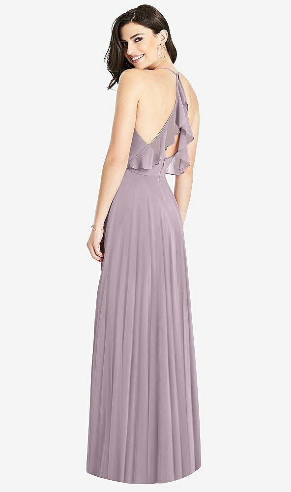 Front View - Lilac Dusk Ruffled Strap Cutout Wrap Maxi Dress