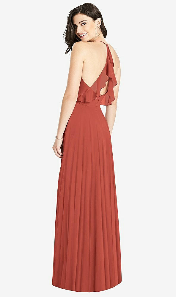 Front View - Amber Sunset Ruffled Strap Cutout Wrap Maxi Dress