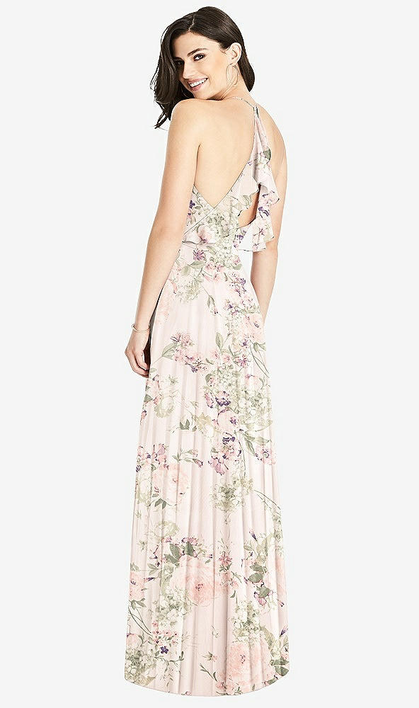 Front View - Blush Garden Ruffled Strap Cutout Wrap Maxi Dress