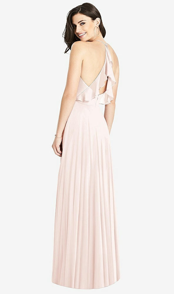 Front View - Blush Ruffled Strap Cutout Wrap Maxi Dress