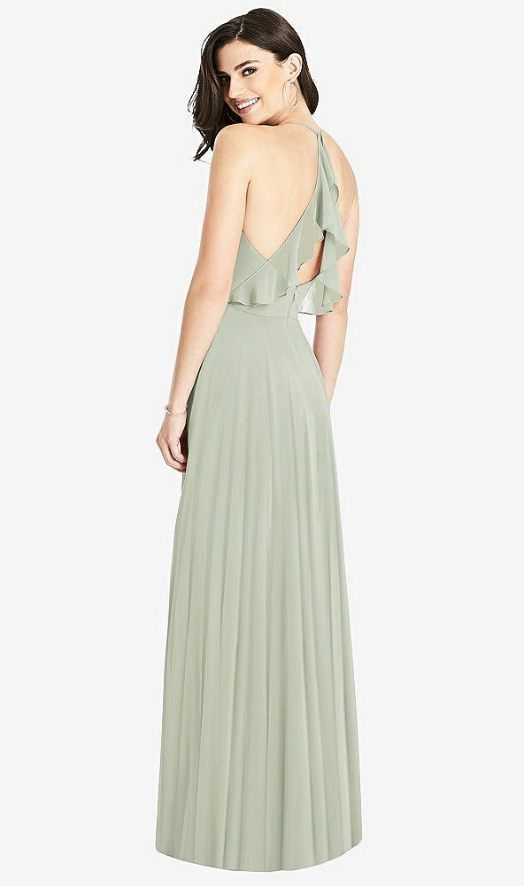 Front View - Celadon Ruffled Strap Cutout Wrap Maxi Dress