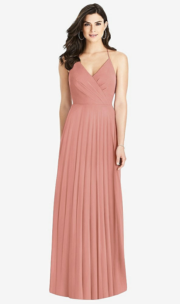 Back View - Desert Rose Ruffled Strap Cutout Wrap Maxi Dress