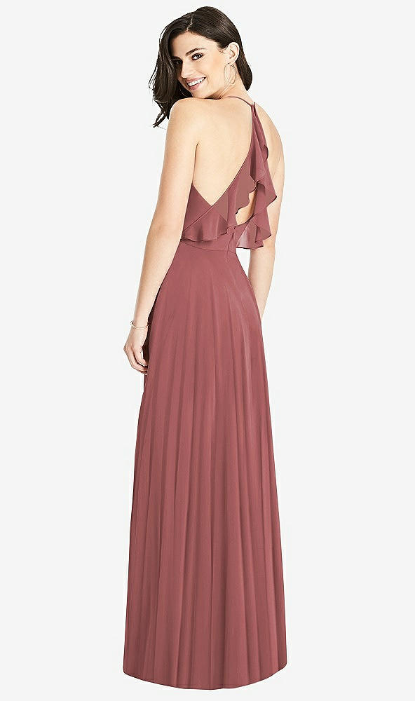 Front View - English Rose Ruffled Strap Cutout Wrap Maxi Dress