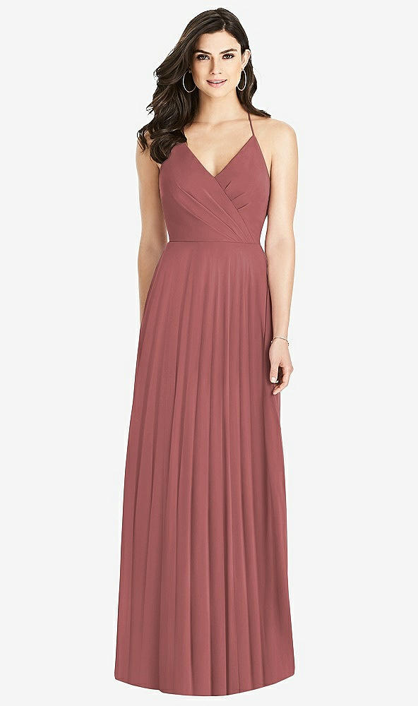 Back View - English Rose Ruffled Strap Cutout Wrap Maxi Dress