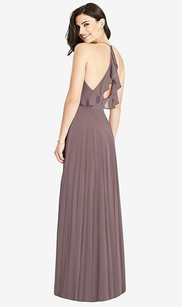 Front View - French Truffle Ruffled Strap Cutout Wrap Maxi Dress