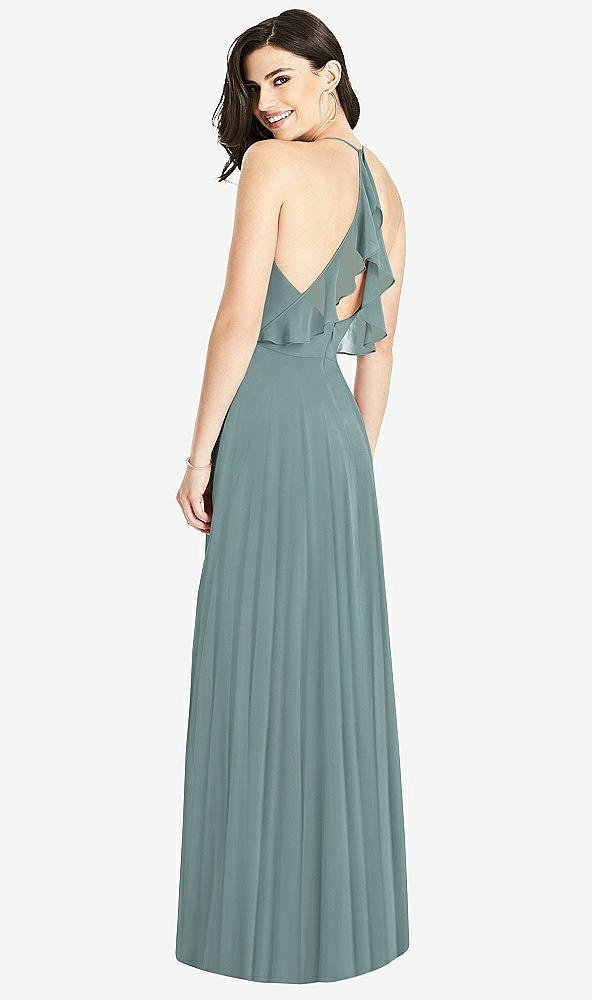 Front View - Icelandic Ruffled Strap Cutout Wrap Maxi Dress