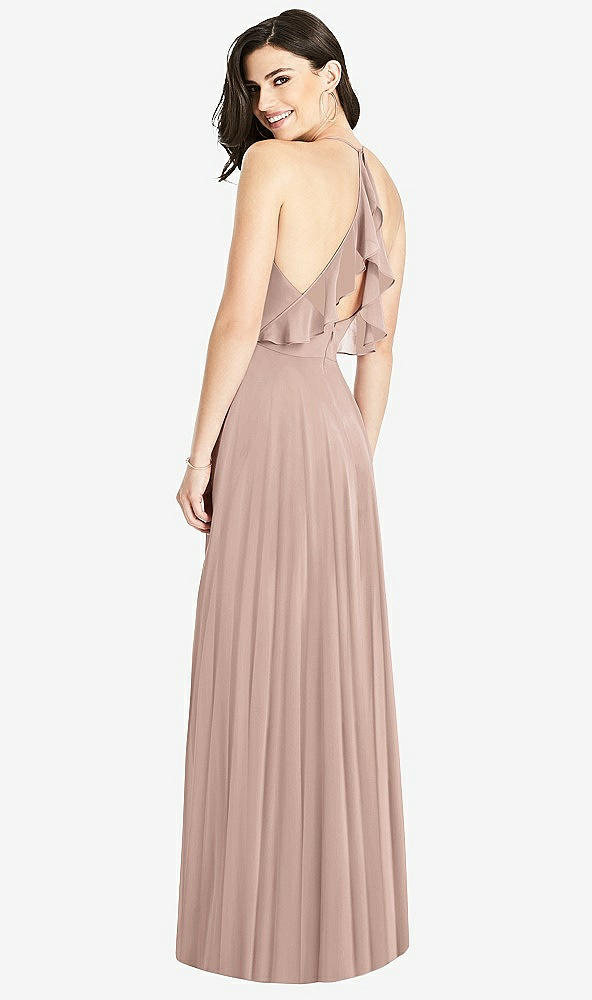 Front View - Neu Nude Ruffled Strap Cutout Wrap Maxi Dress