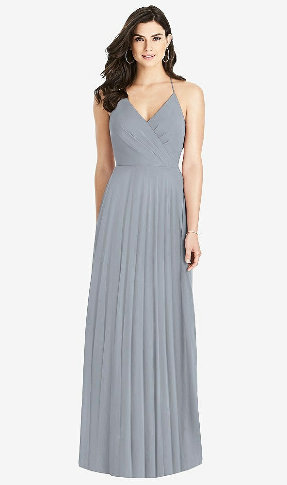 Back View - Platinum Ruffled Strap Cutout Wrap Maxi Dress