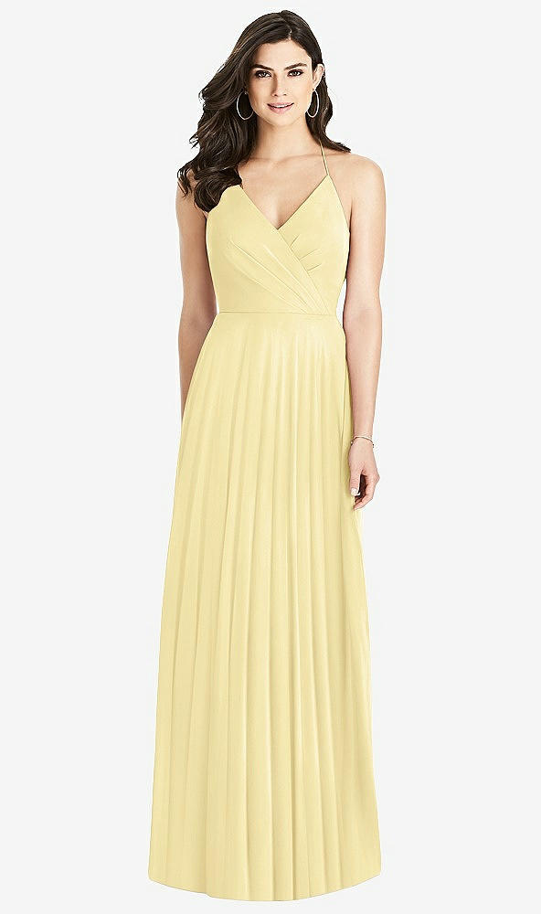 Back View - Pale Yellow Ruffled Strap Cutout Wrap Maxi Dress