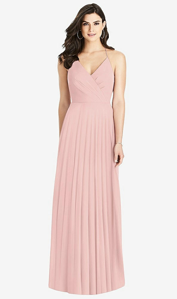 Back View - Rose - PANTONE Rose Quartz Ruffled Strap Cutout Wrap Maxi Dress