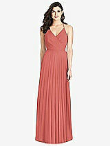 Rear View Thumbnail - Coral Pink Ruffled Strap Cutout Wrap Maxi Dress