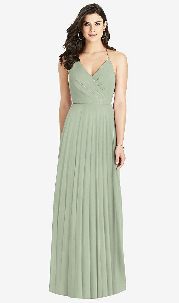 Back View - Sage Ruffled Strap Cutout Wrap Maxi Dress