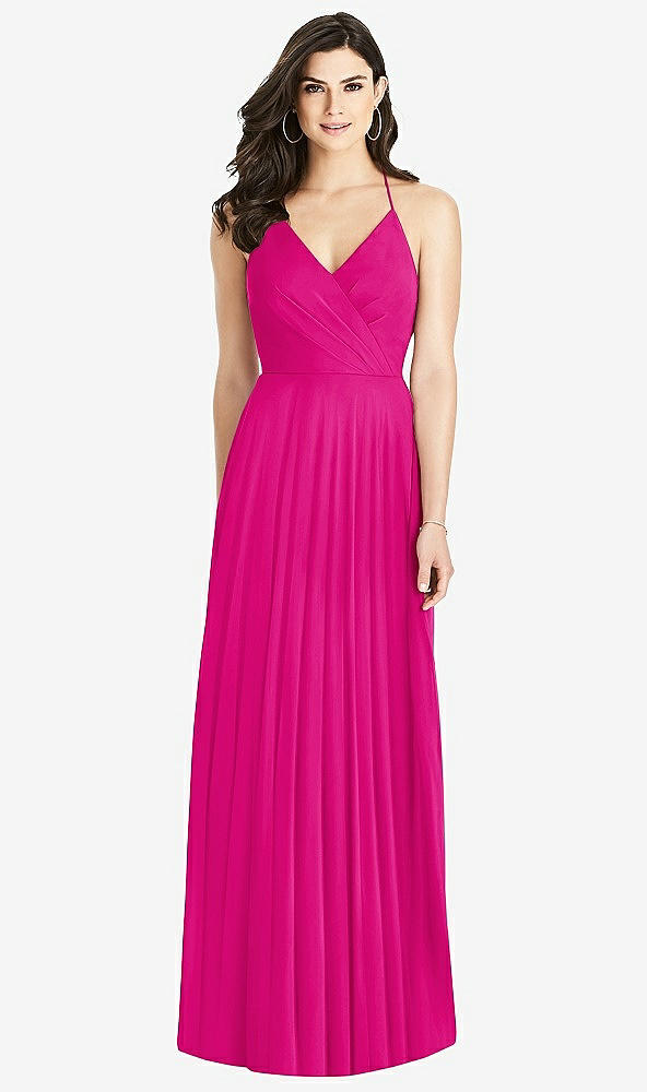 Back View - Think Pink Ruffled Strap Cutout Wrap Maxi Dress