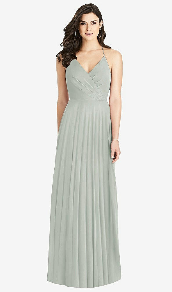 Back View - Willow Green Ruffled Strap Cutout Wrap Maxi Dress