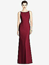 Rear View Thumbnail - Burgundy Bateau-Neck Open Cowl-Back Trumpet Gown