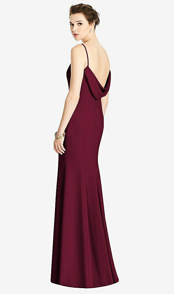 Front View - Cabernet Bateau-Neck Open Cowl-Back Trumpet Gown