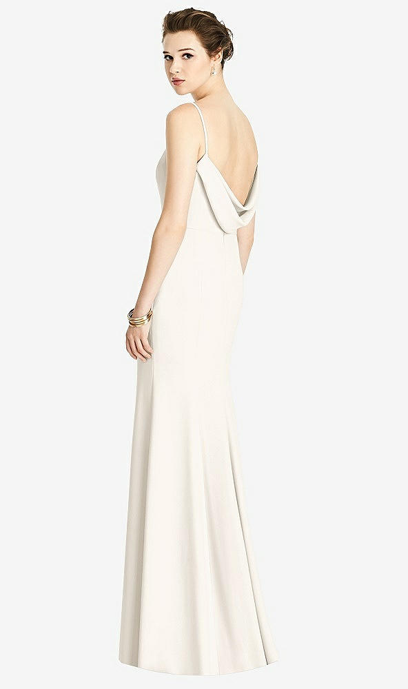 Front View - Ivory Bateau-Neck Open Cowl-Back Trumpet Gown