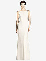 Rear View Thumbnail - Ivory Bateau-Neck Open Cowl-Back Trumpet Gown