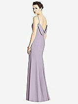 Front View Thumbnail - Lilac Haze Bateau-Neck Open Cowl-Back Trumpet Gown