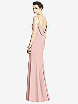 Front View Thumbnail - Rose - PANTONE Rose Quartz Bateau-Neck Open Cowl-Back Trumpet Gown