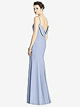 Front View Thumbnail - Sky Blue Bateau-Neck Open Cowl-Back Trumpet Gown