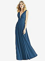 Front View Thumbnail - Dusk Blue & Light Nude Bella Bridesmaids Dress BB109