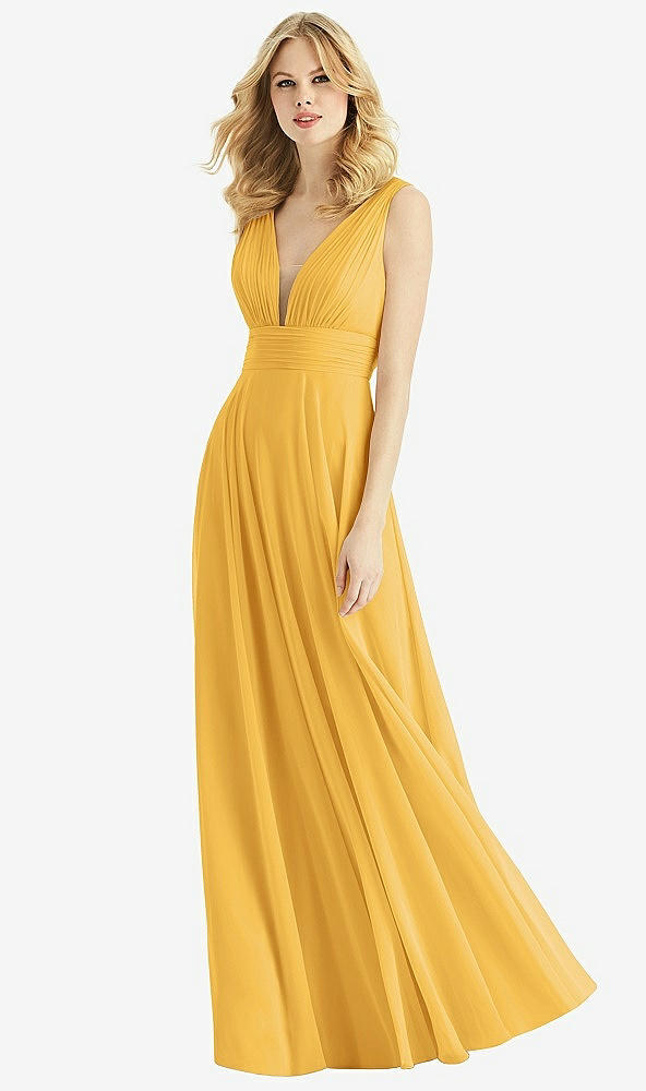 Front View - NYC Yellow & Light Nude Bella Bridesmaids Dress BB109