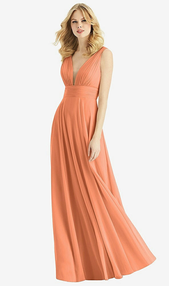 Front View - Sweet Melon & Light Nude Bella Bridesmaids Dress BB109