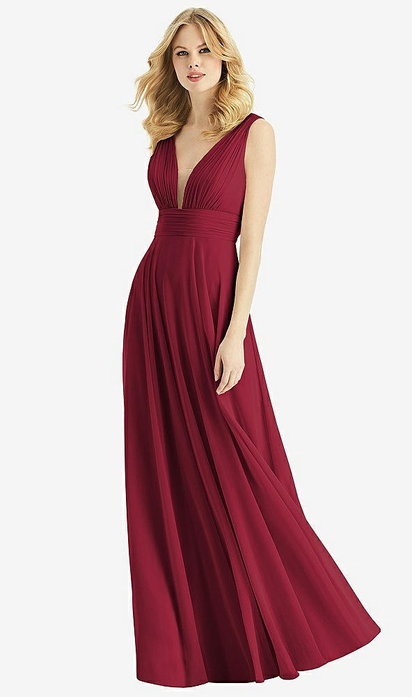 Front View - Burgundy & Light Nude Bella Bridesmaids Dress BB109