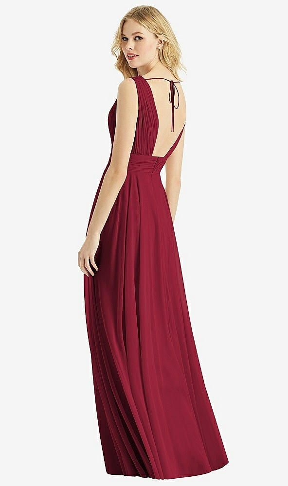 Back View - Burgundy & Light Nude Bella Bridesmaids Dress BB109