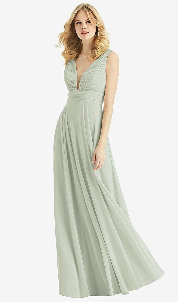 Front View - Celadon & Light Nude Bella Bridesmaids Dress BB109