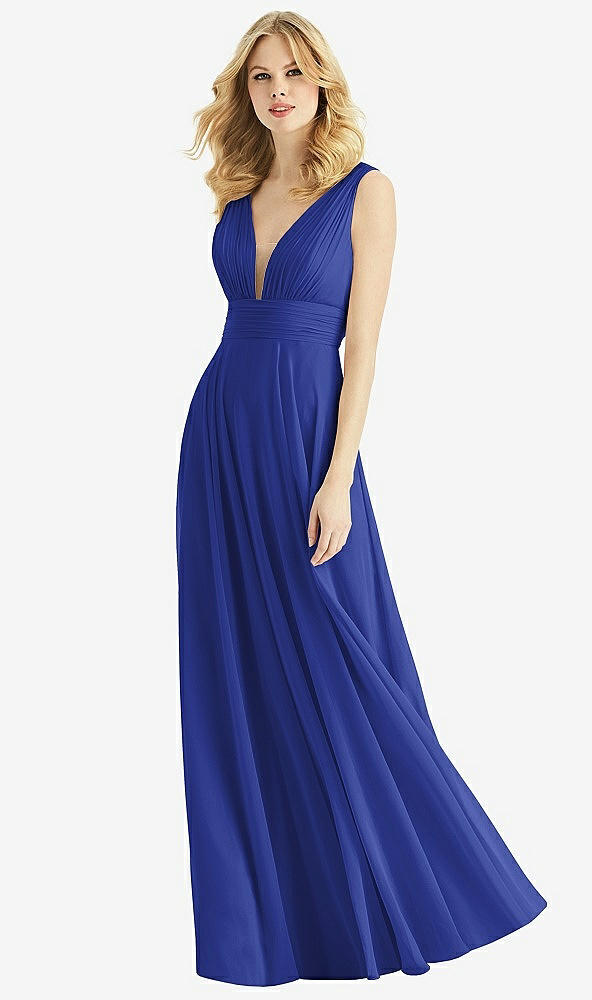 Front View - Cobalt Blue & Light Nude Bella Bridesmaids Dress BB109