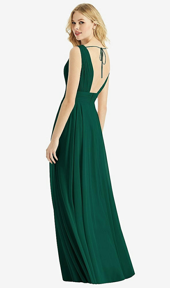 Back View - Hunter Green & Light Nude Bella Bridesmaids Dress BB109