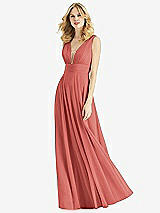 Front View Thumbnail - Coral Pink & Light Nude Bella Bridesmaids Dress BB109