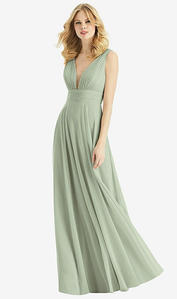 Front View - Sage & Light Nude Bella Bridesmaids Dress BB109