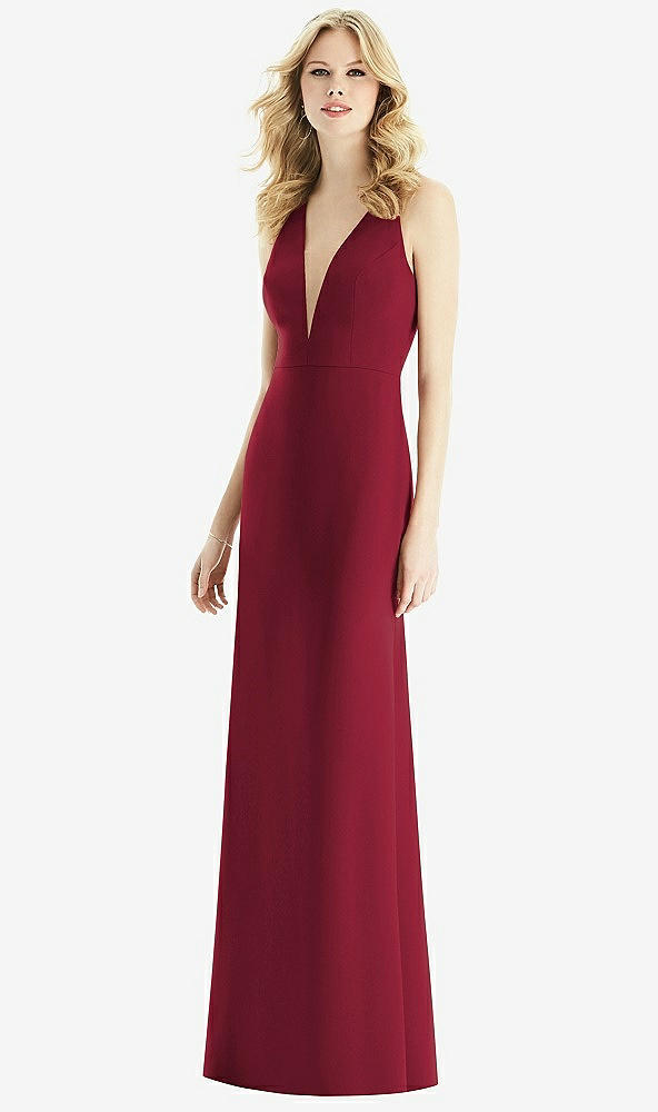 Front View - Burgundy & Light Nude Bella Bridesmaids Dress BB111