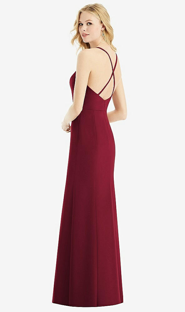 Back View - Burgundy & Light Nude Bella Bridesmaids Dress BB111