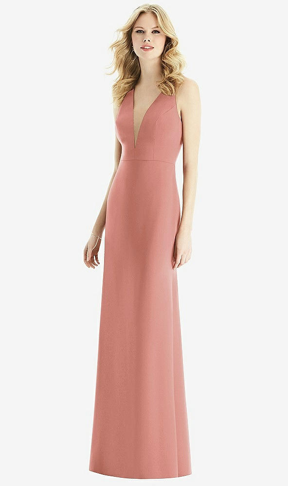 Front View - Desert Rose & Light Nude Bella Bridesmaids Dress BB111