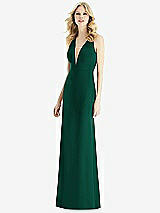 Front View Thumbnail - Hunter Green & Light Nude Bella Bridesmaids Dress BB111