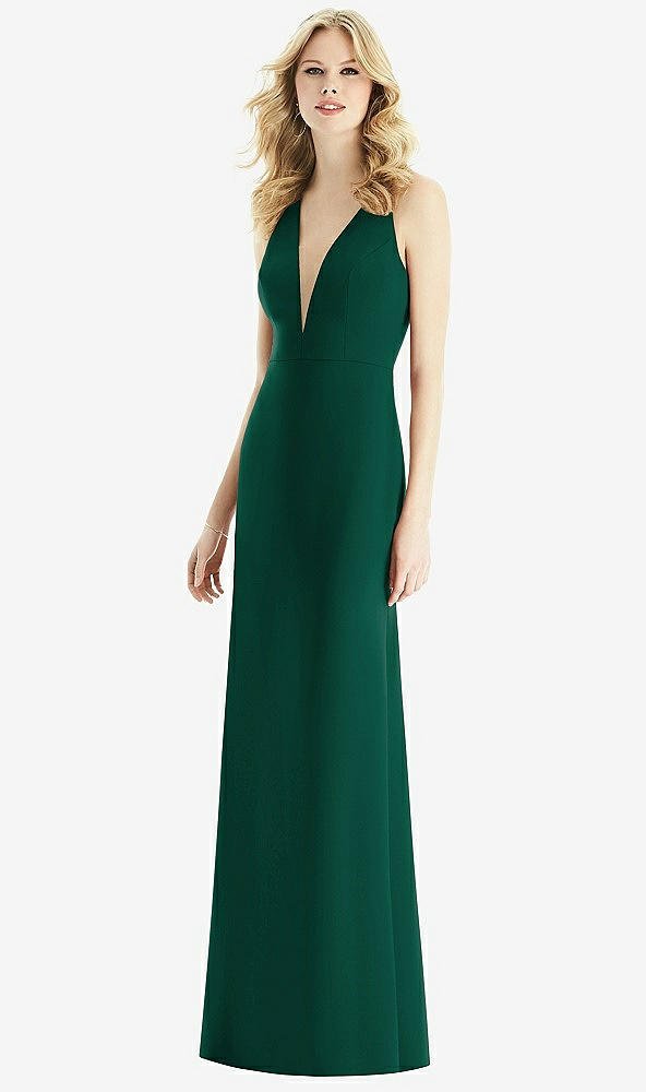 Front View - Hunter Green & Light Nude Bella Bridesmaids Dress BB111