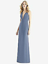 Front View Thumbnail - Larkspur Blue & Light Nude Bella Bridesmaids Dress BB111