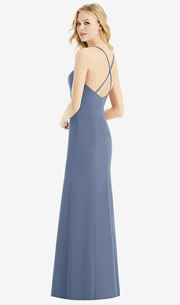 Back View - Larkspur Blue & Light Nude Bella Bridesmaids Dress BB111