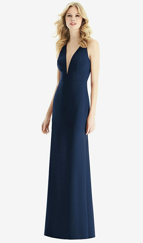 Front View - Midnight Navy & Light Nude Bella Bridesmaids Dress BB111