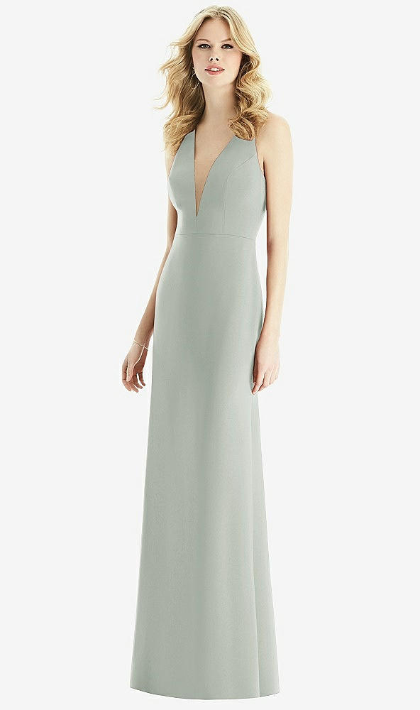 Front View - Willow Green & Light Nude Bella Bridesmaids Dress BB111