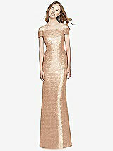 Front View Thumbnail - Rose Gold Mermaid Maxi Sequin Cap Sleeve Dress