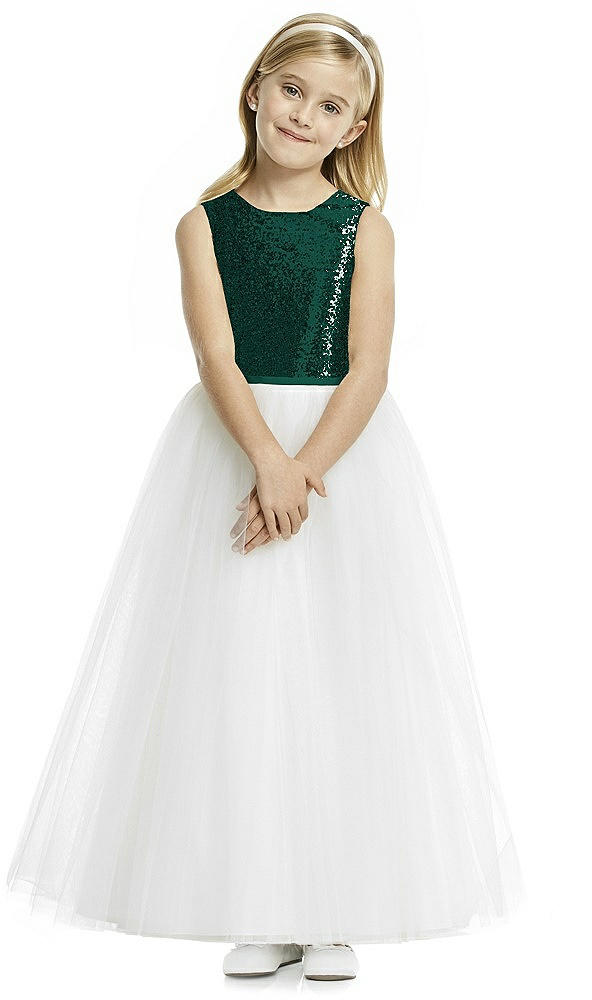 Front View - Hunter Green Flower Girl Dress FL4057