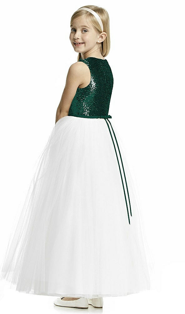 Back View - Hunter Green Flower Girl Dress FL4057