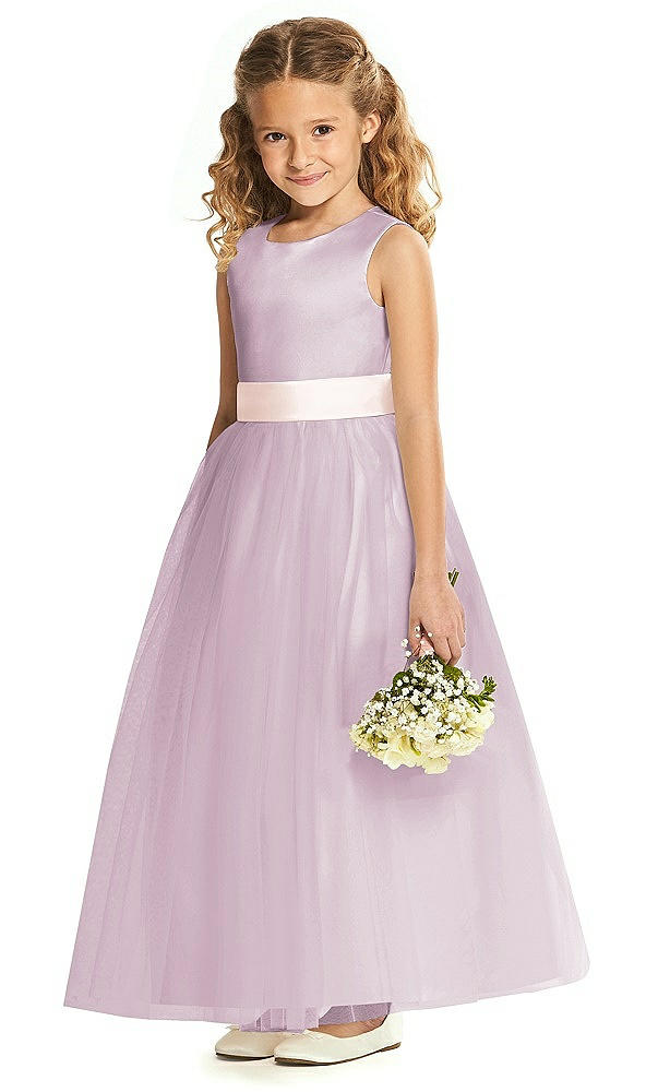 Front View - Suede Rose & Blush Flower Girl Dress FL4060