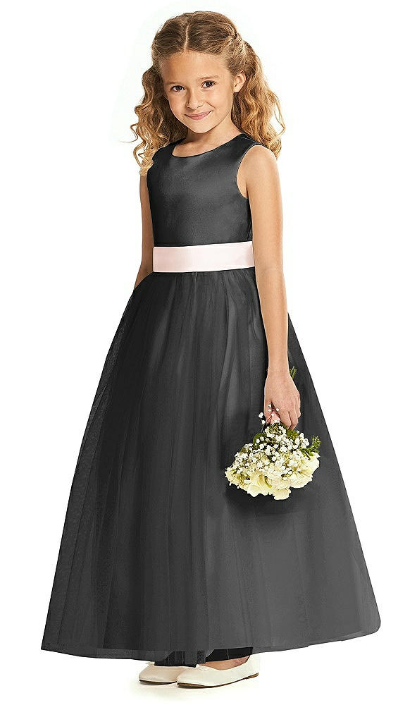 Front View - Black & Blush Flower Girl Dress FL4060