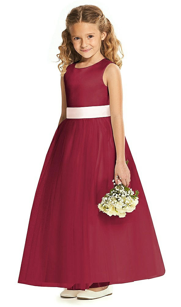 Front View - Burgundy & Blush Flower Girl Dress FL4060